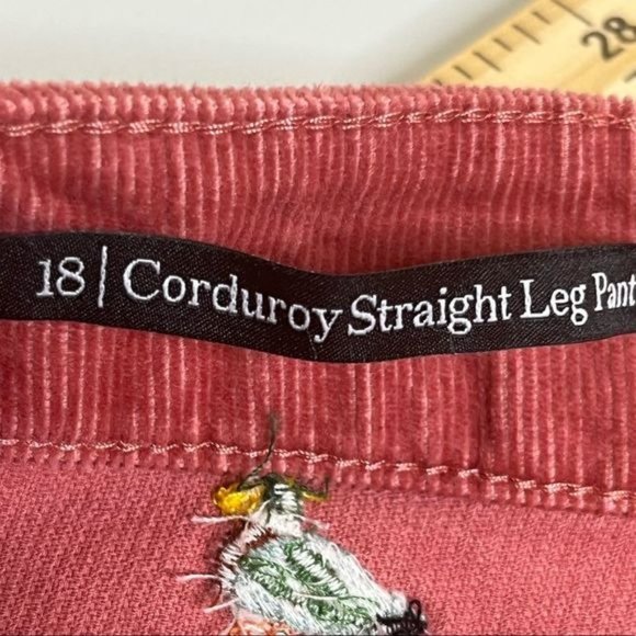 ❤️Sold Talbots Stretch Corduroy Straight Leg Pant Mallard Embroidered Size 18 - Picture 10 of 15
